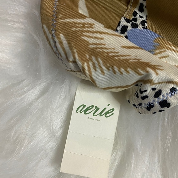 Aerie keyhole bandeau bikini top tropical glitter gold strap size small - Picture 5 of 7